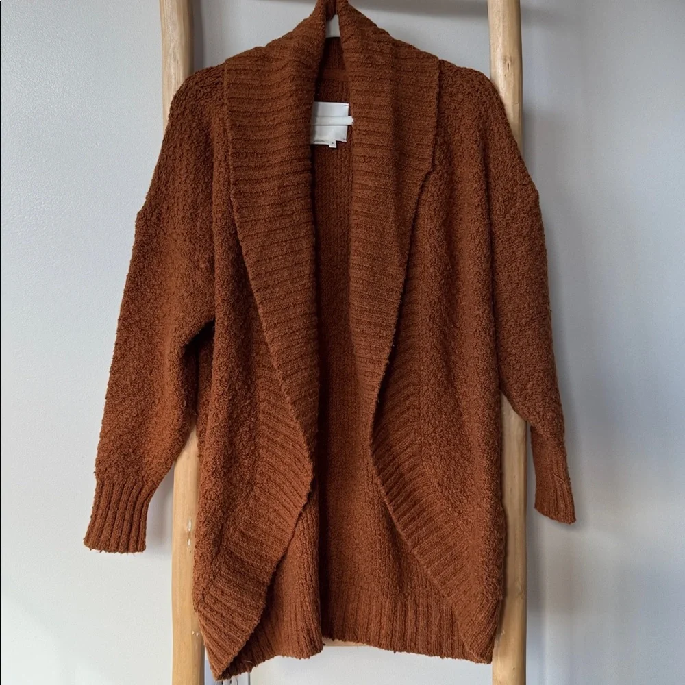Anthropologie Denise Textured Knit Cocoon Cardigan Sweater Rust Orange Brown M - Picture 6 of 15